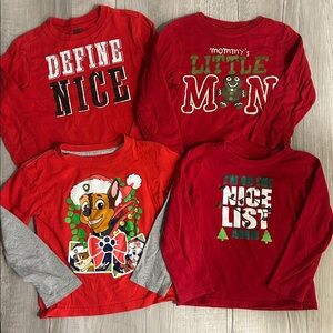 Toddler Boy’s Bundle of 4 Long Sleeve Christmas Shirts Sz 4T